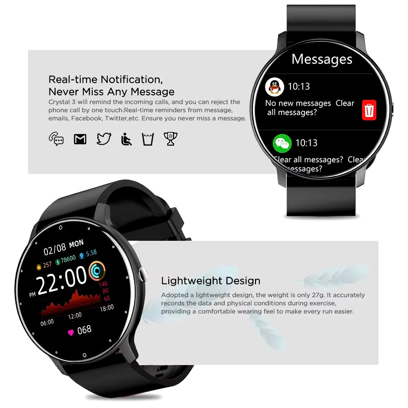 2025 Waterproof Smartwatch for Men and Women with Heart Rate Monitor, Fitness Tracking, and Compatibility with Xiaomi, Android, and iOS