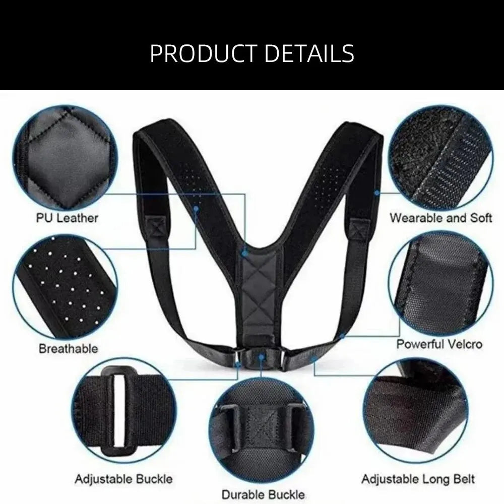 Back Posture Correction Belt for Hunchback Prevention and Improved Sitting Posture - Unisex and Breathable Body Shaping Support